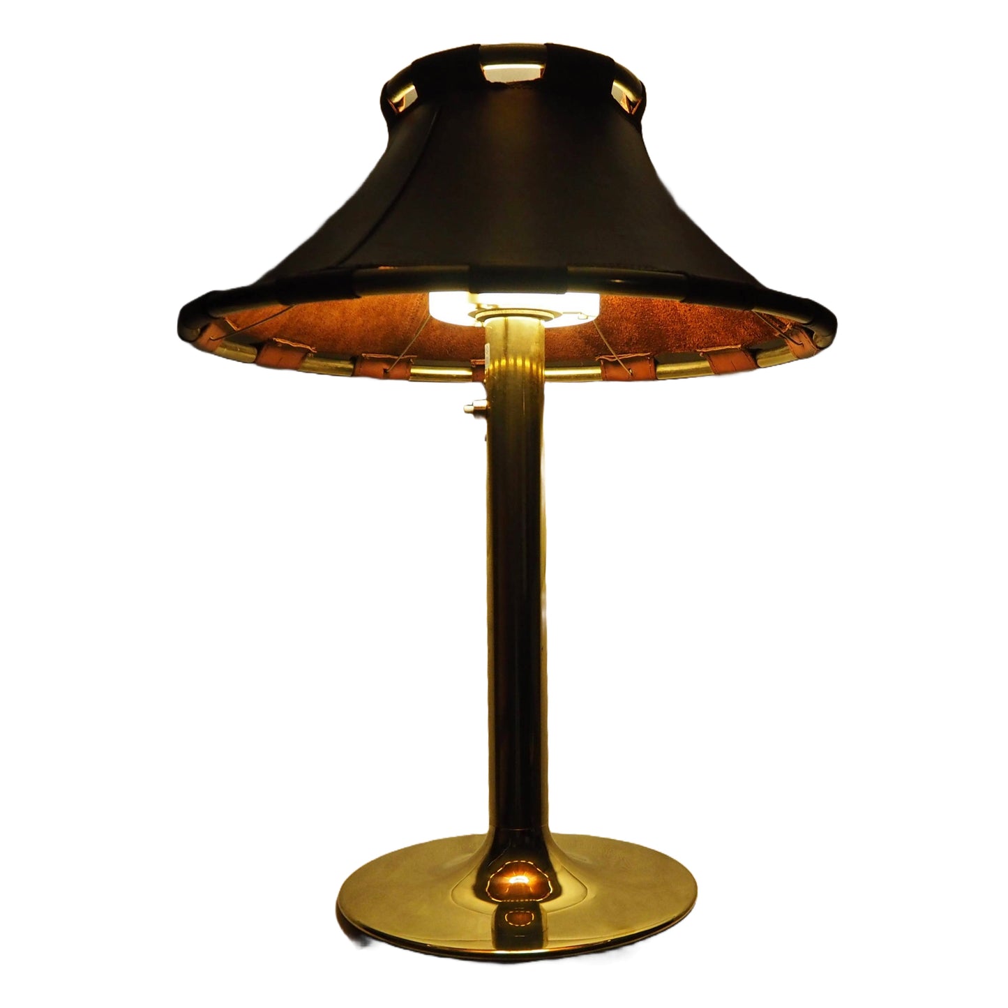 Anna Ehrner Brass and Leather 1970s Desk Lamp