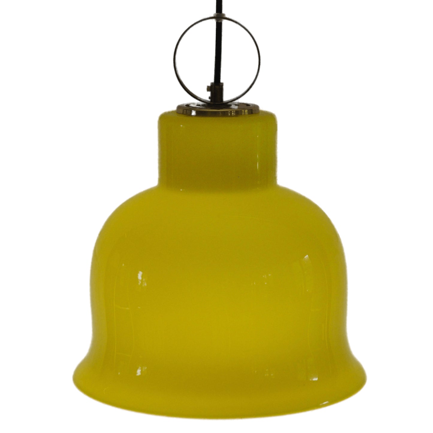 Swedish MCM Sun Yellow Glass & Brass Pendant Lamp