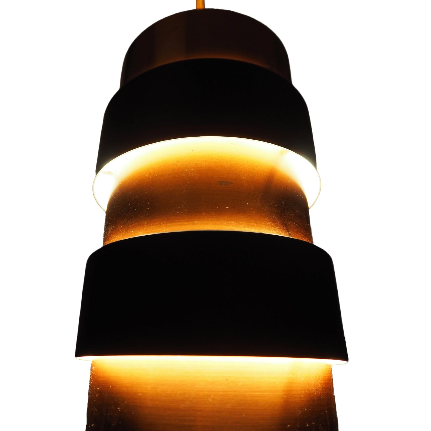 1960s MCM Copper & Black Steel Pendant Lamp