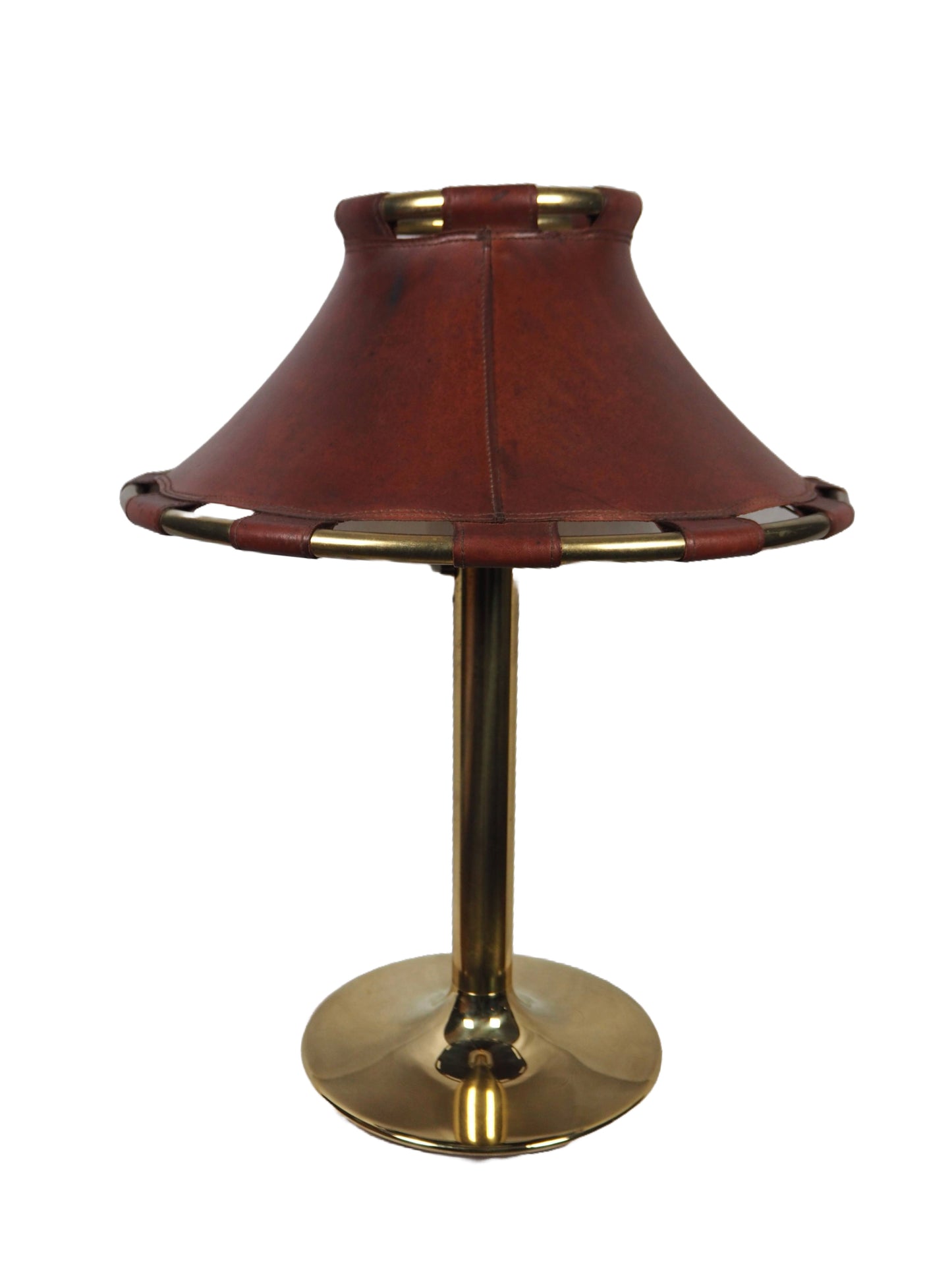 Anna Ehrner Brass and Leather 1970s Desk Lamp