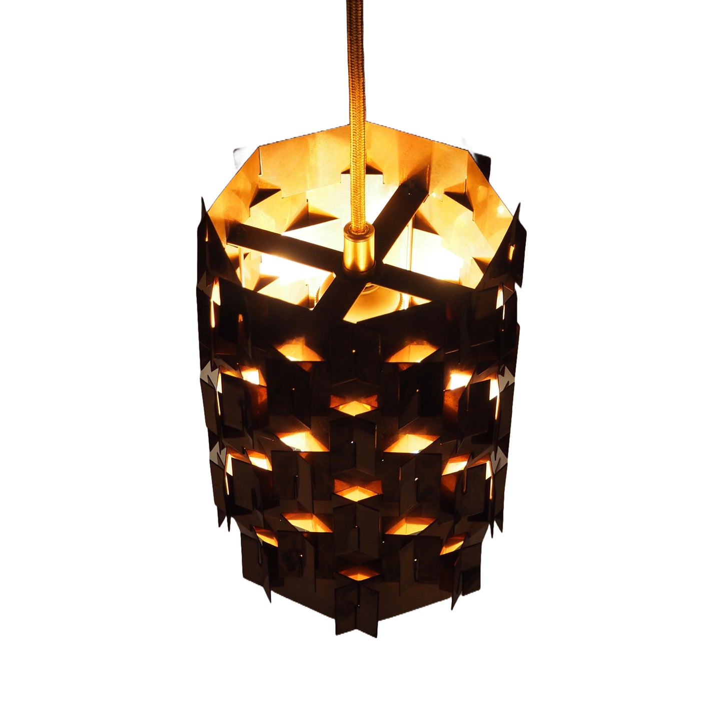 1960s MCM Pleated Copper Pendant Lamp