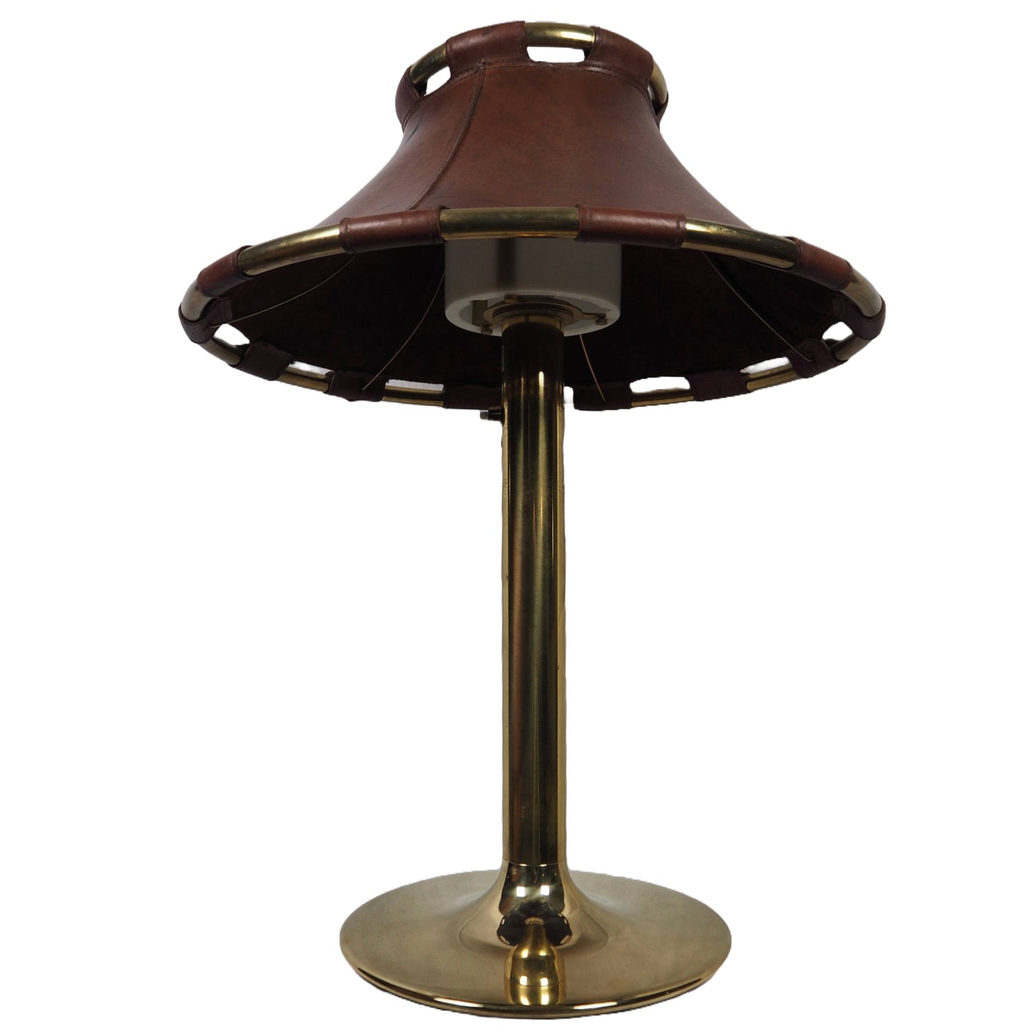 Anna Ehrner Brass and Leather 1970s Desk Lamp