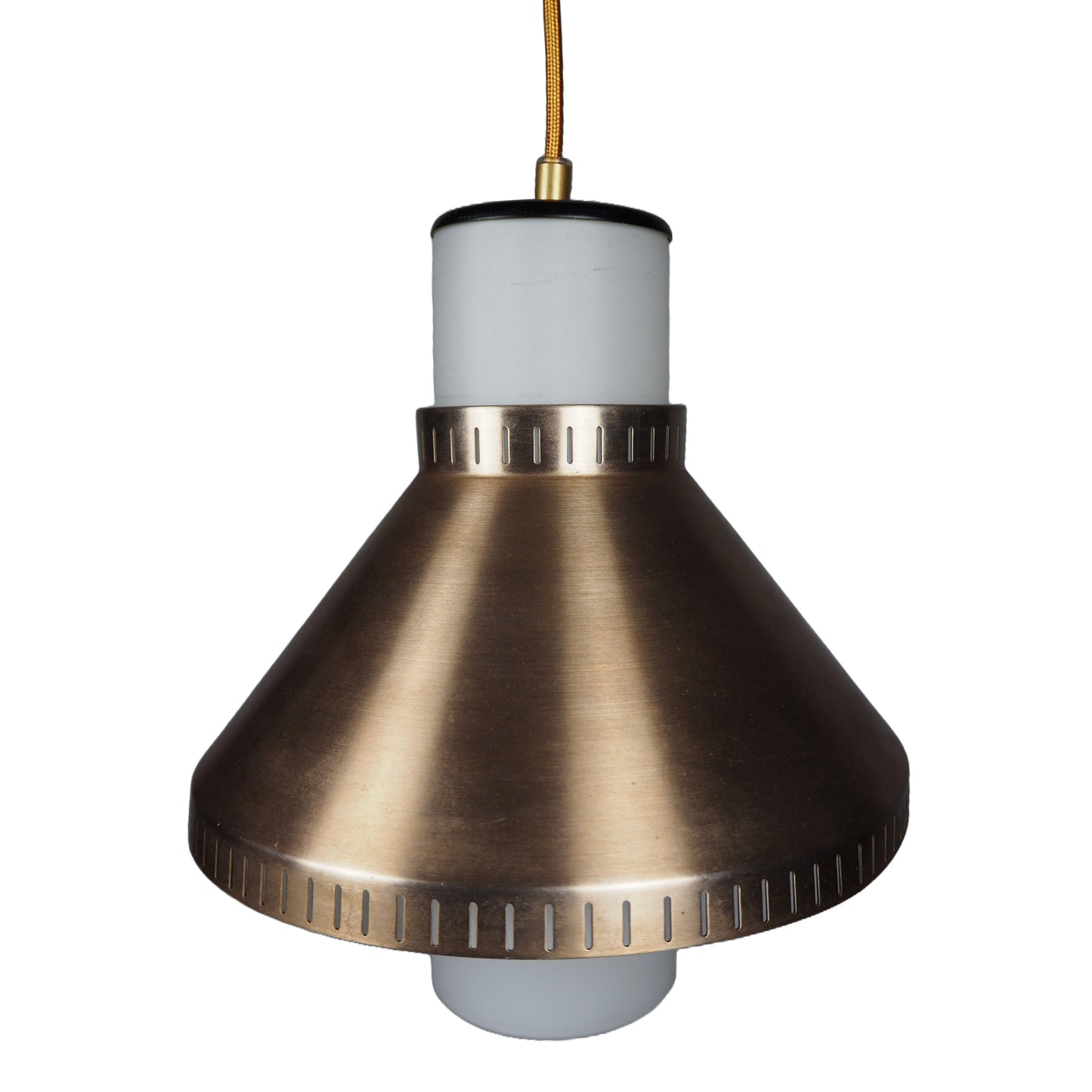 1960s MCM Glass & Brass Pendant Lamp