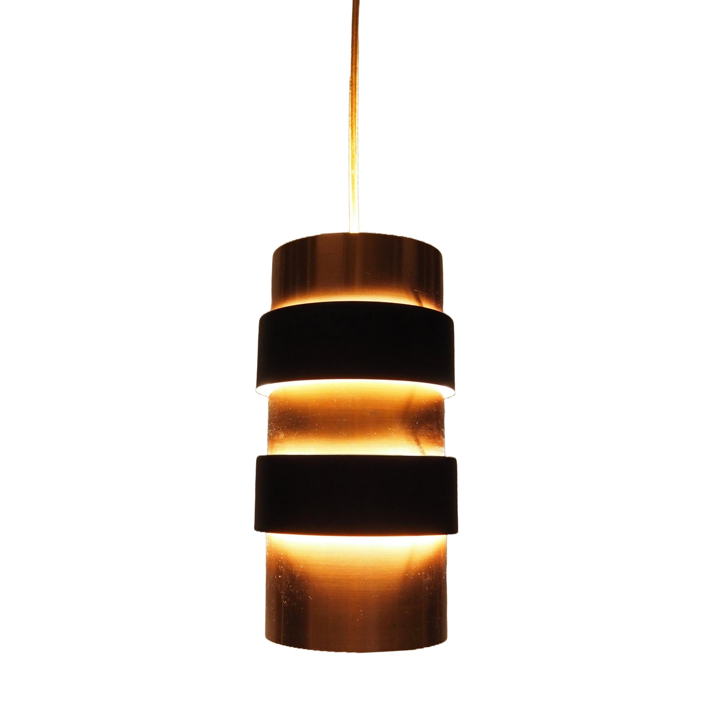 1960s MCM Copper & Black Steel Pendant Lamp