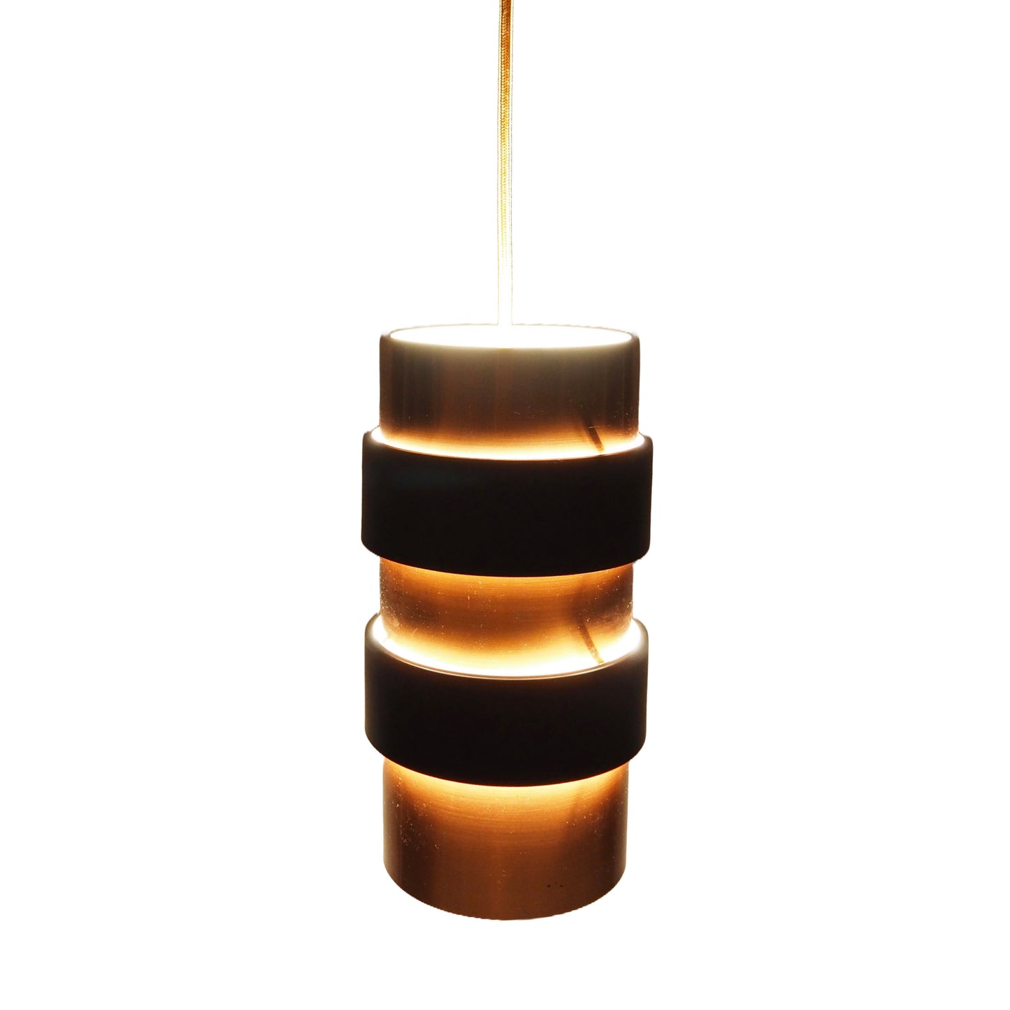 1960s MCM Copper & Black Steel Pendant Lamp