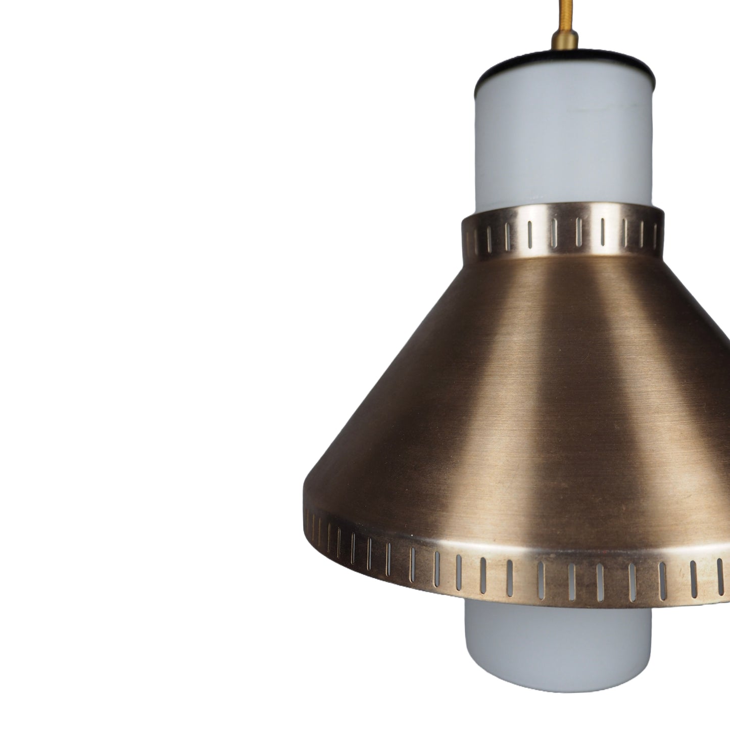 1960s MCM Glass & Brass Pendant Lamp