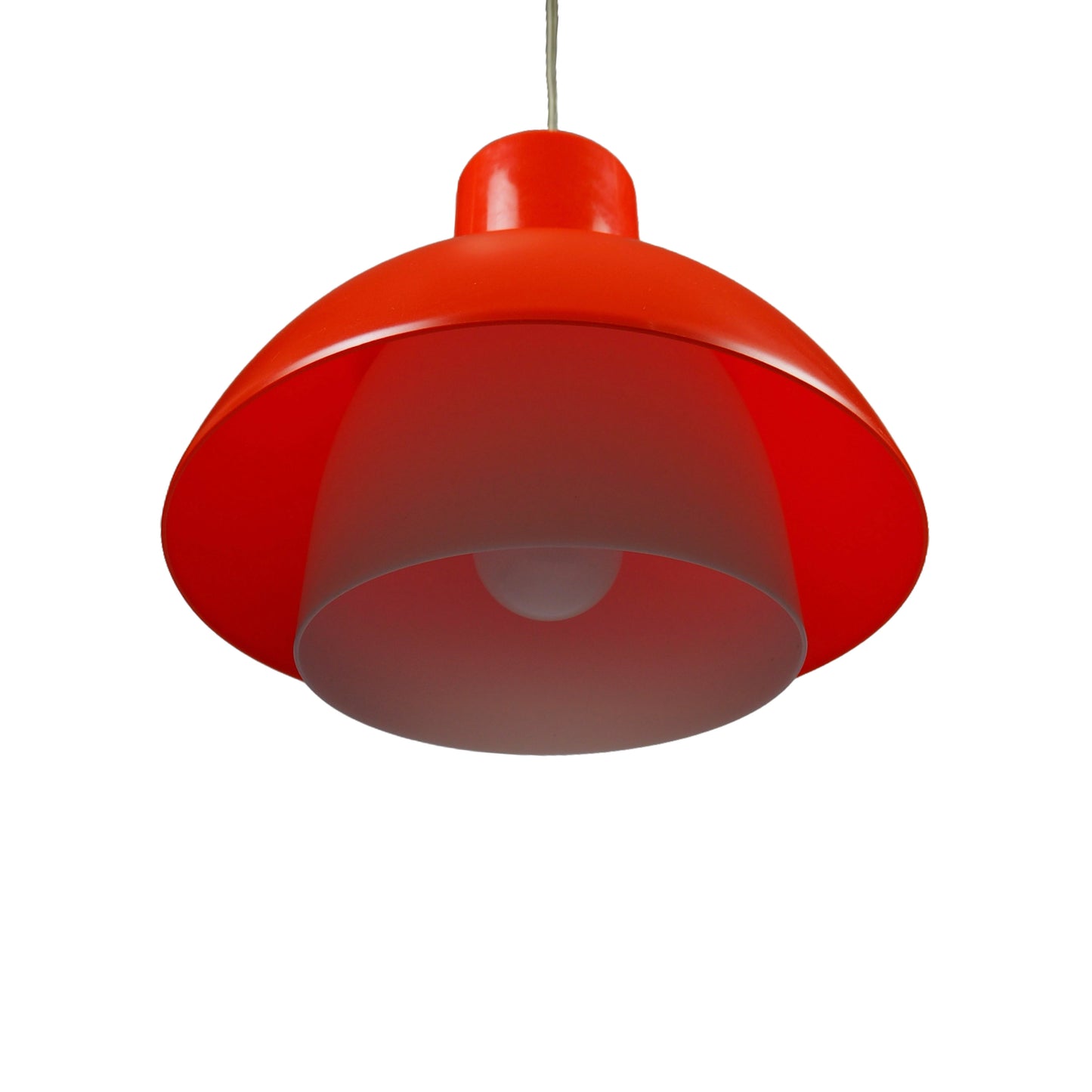 Bright Orange Danish Plastic Pendant, 1970s