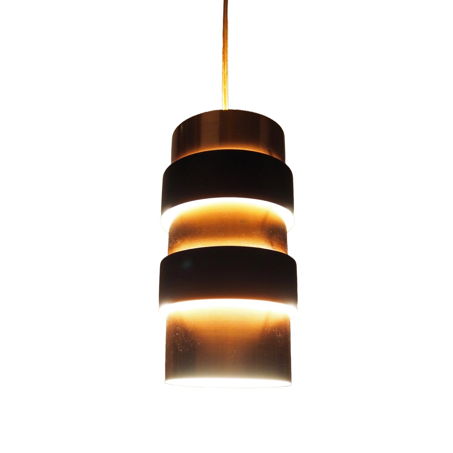 1960s MCM Copper & Black Steel Pendant Lamp