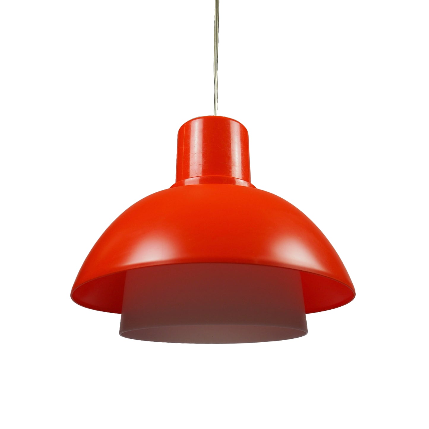 Bright Orange Danish Plastic Pendant, 1970s