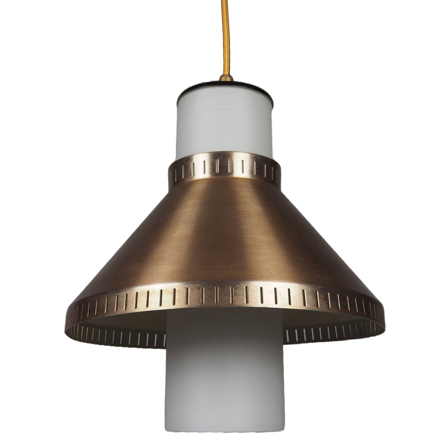 1960s MCM Glass & Brass Pendant Lamp