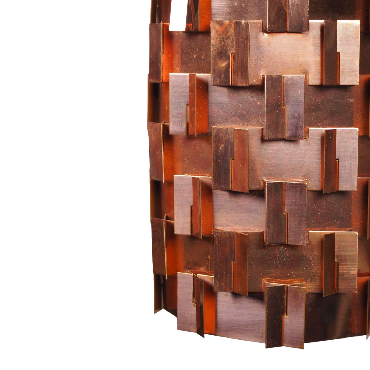 1960s MCM Pleated Copper Pendant Lamp