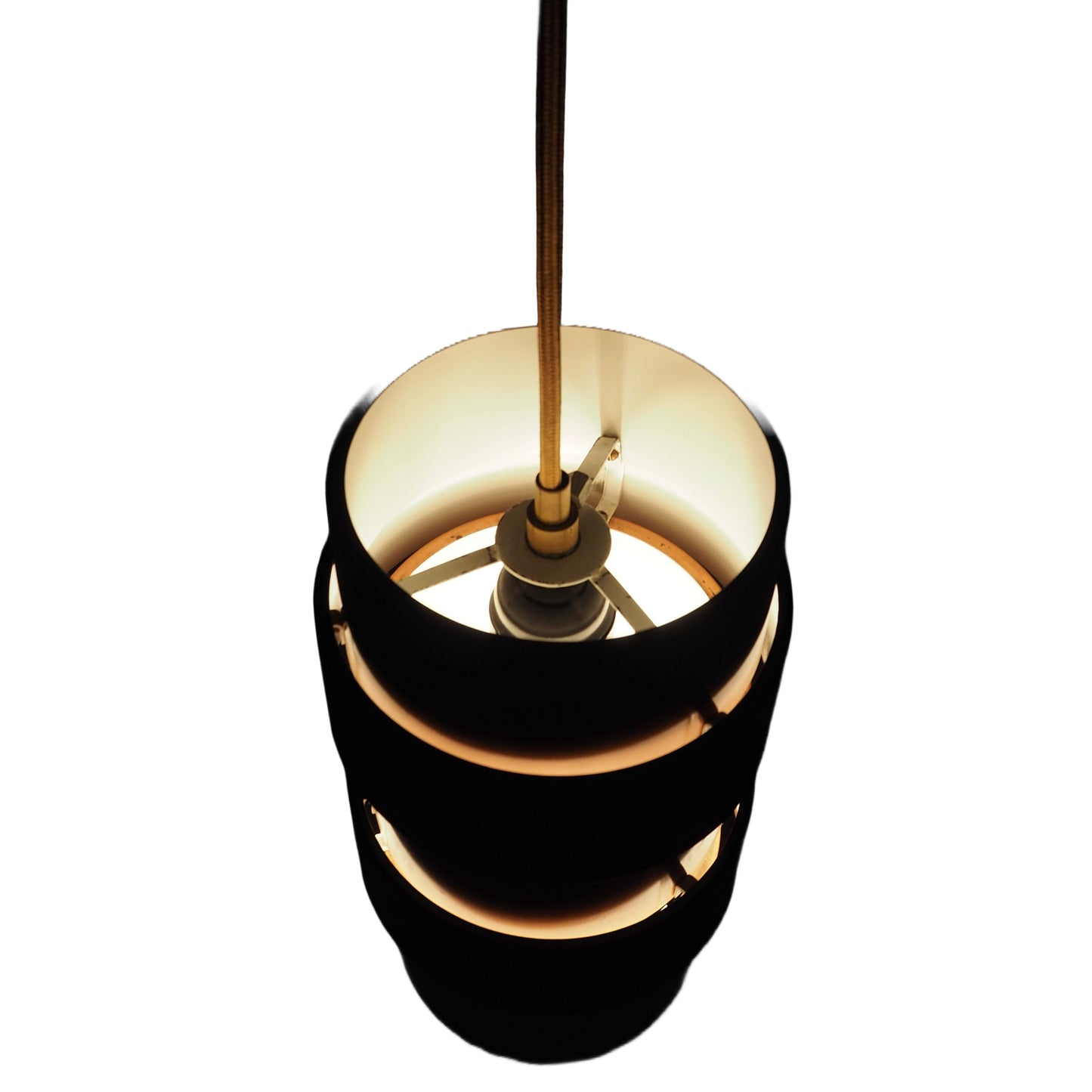 1960s MCM Copper & Black Steel Pendant Lamp