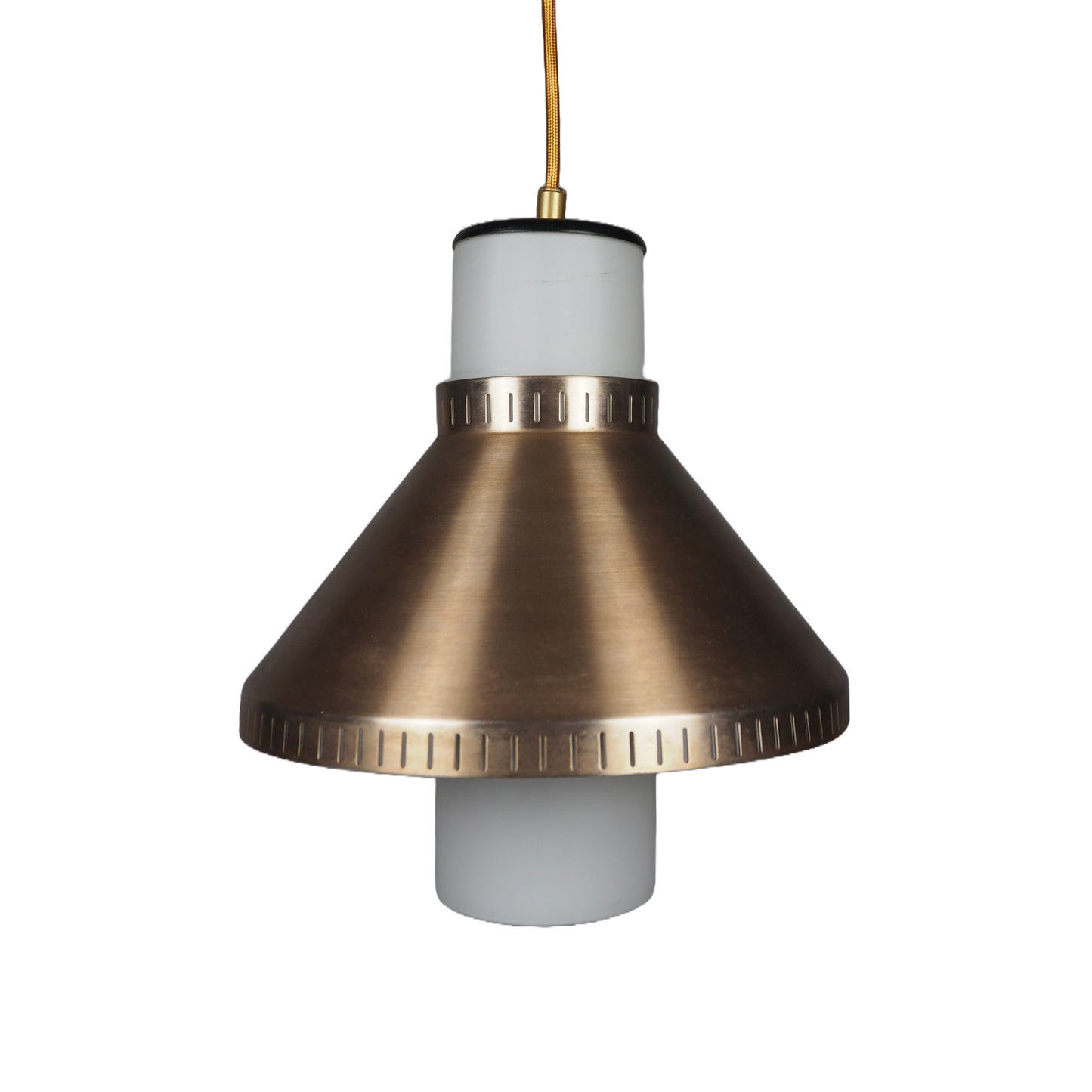 1960s MCM Glass & Brass Pendant Lamp