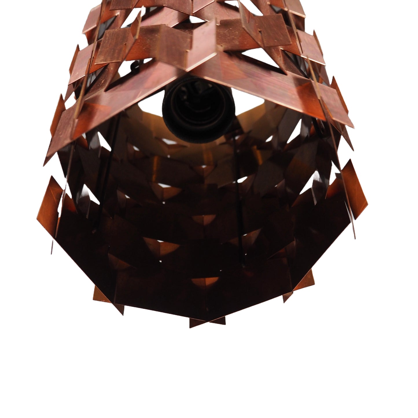 1960s MCM Pleated Copper Pendant Lamp