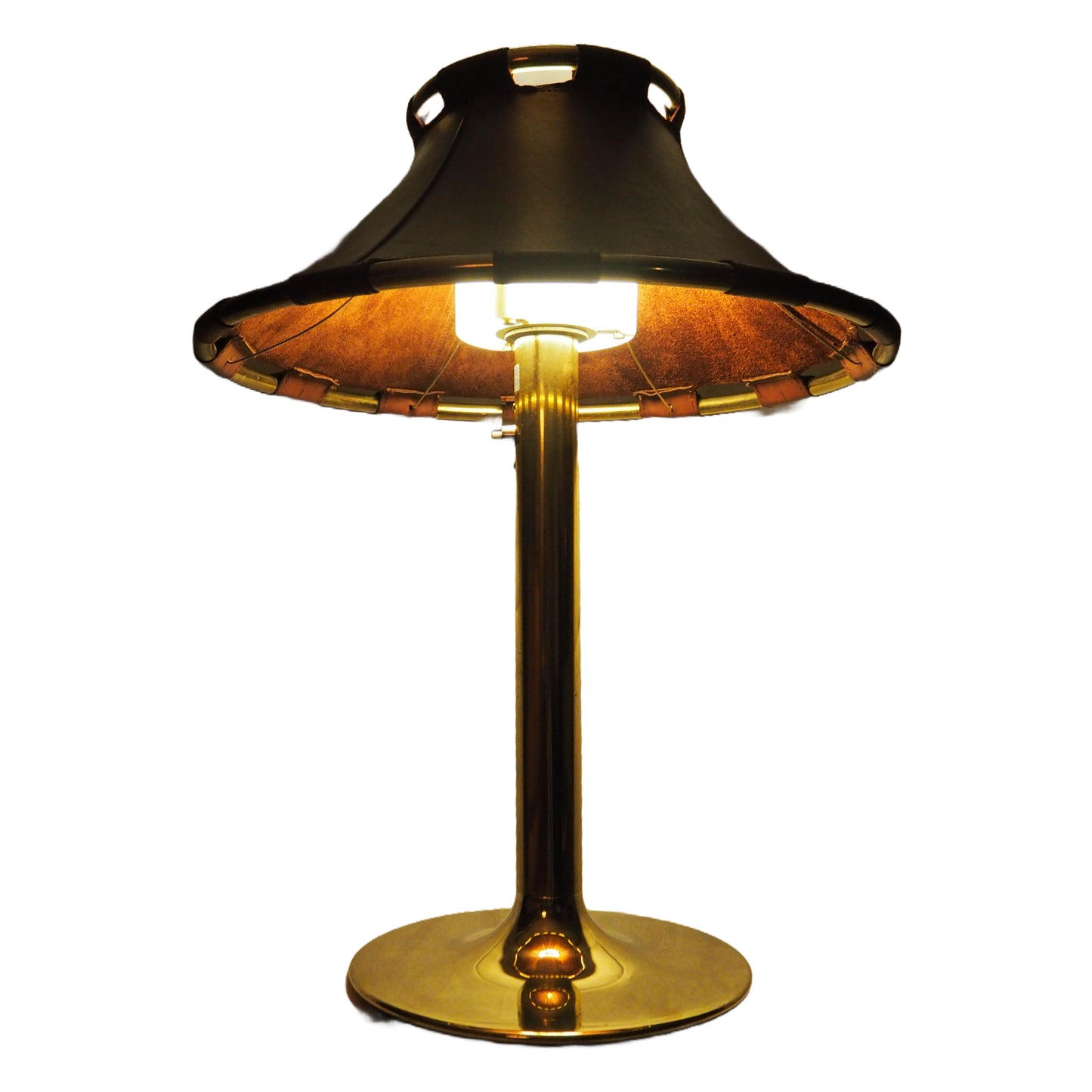 Anna Ehrner Brass and Leather 1970s Desk Lamp