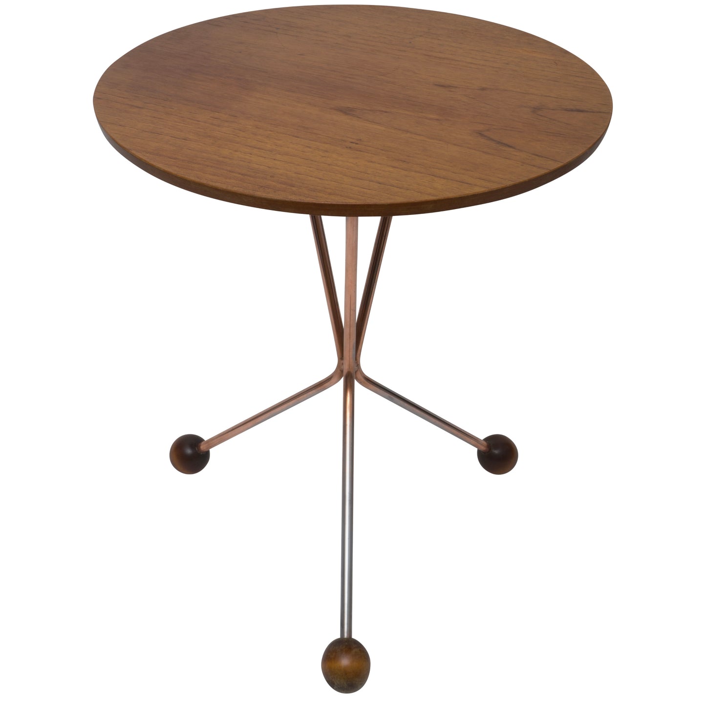 Swedish Atomic Teak and Copper Side Table