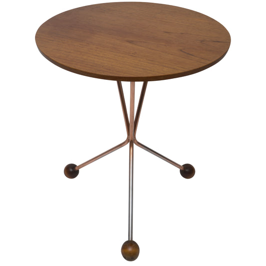 Swedish Atomic Teak and Copper Side Table