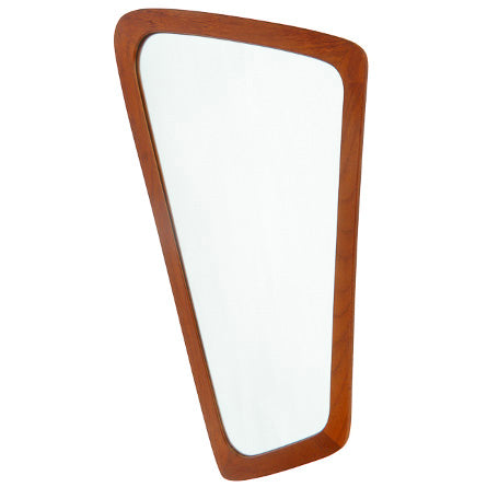 Asymmetrical Mid-century Danish Teak Wall Mirror