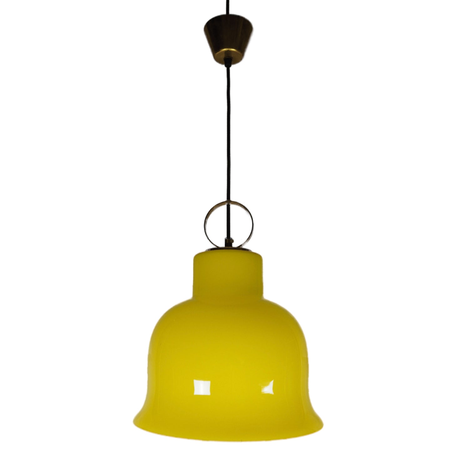 Swedish MCM Sun Yellow Glass & Brass Pendant Lamp