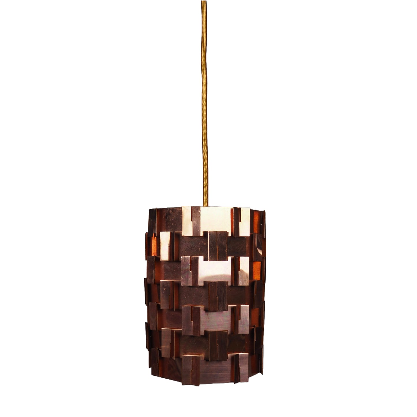 1960s MCM Pleated Copper Pendant Lamp