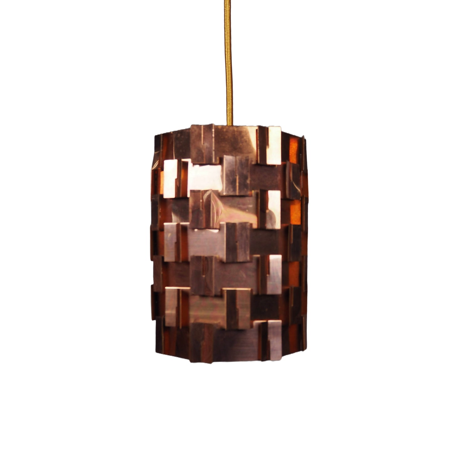 1960s MCM Pleated Copper Pendant Lamp