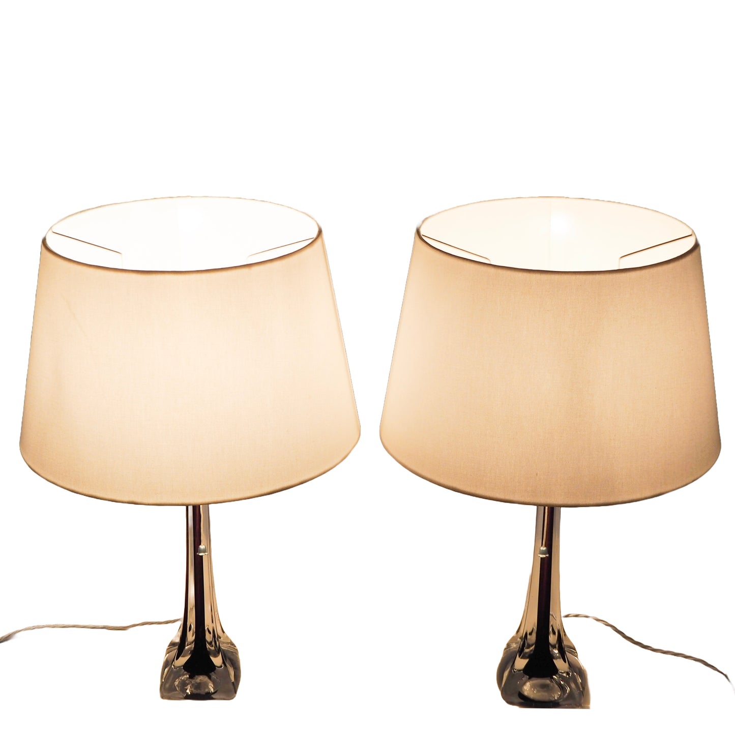 Moulded Glass Table Lamps by Paul Kedelv for Flygsfors, 1950s
