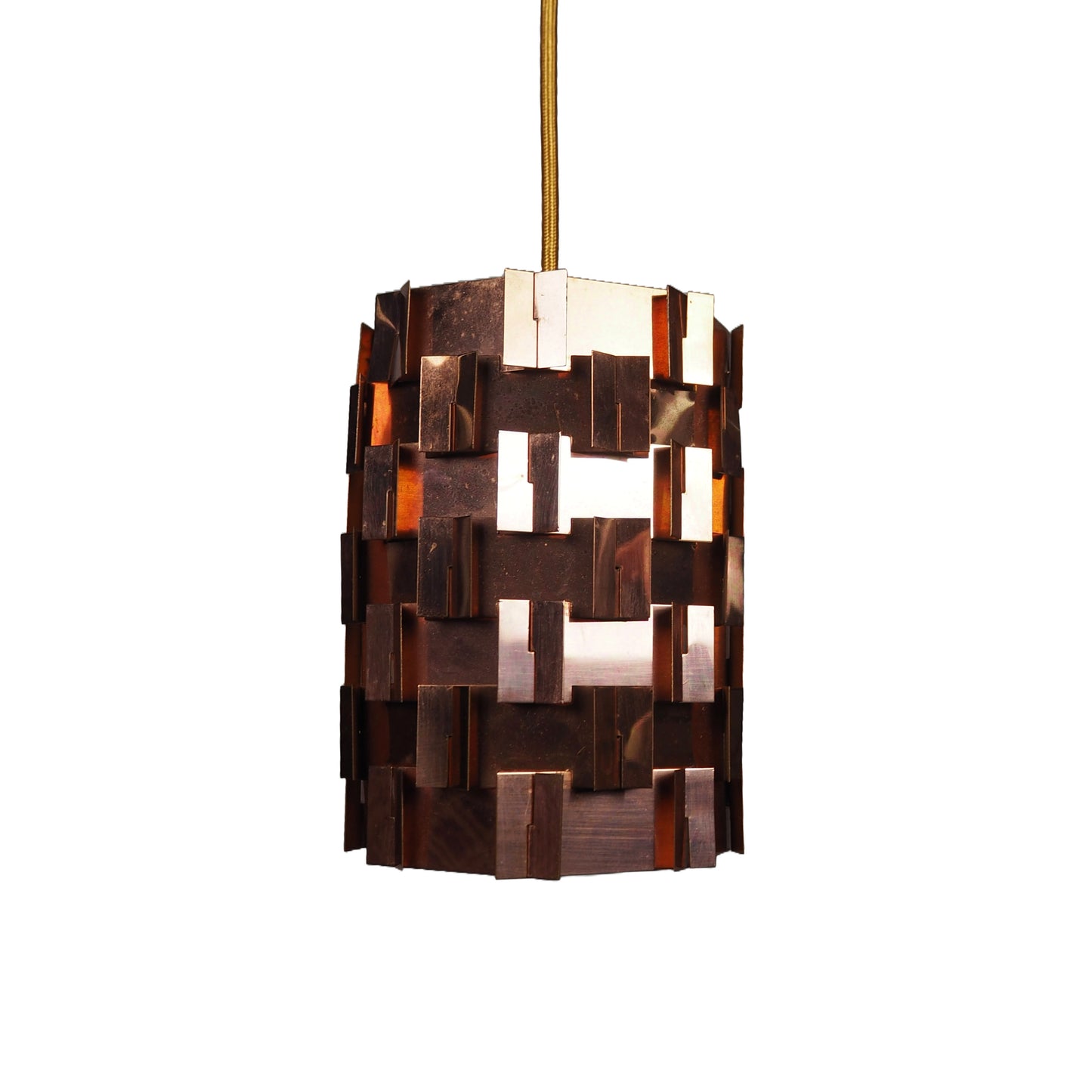 1960s MCM Pleated Copper Pendant Lamp