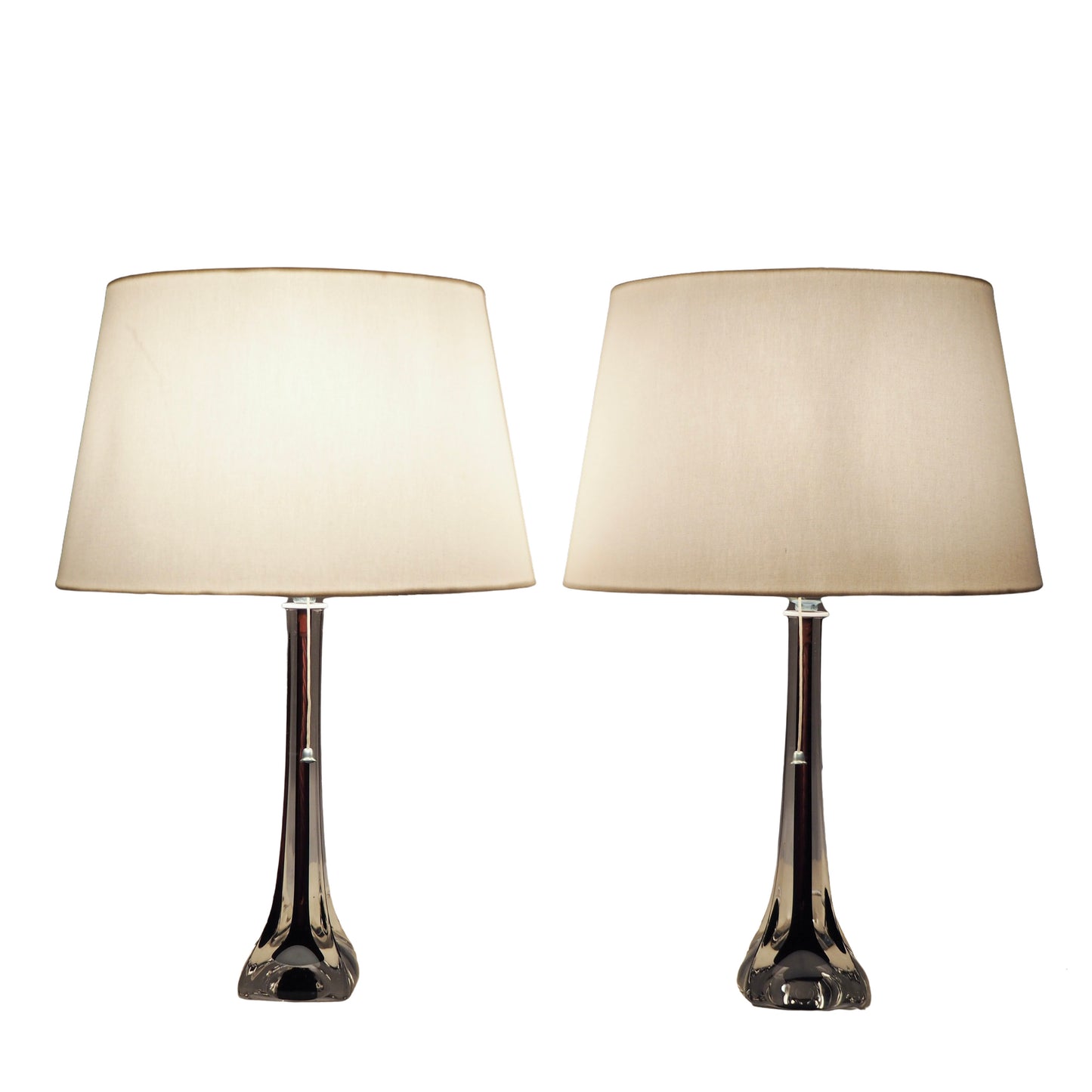 Moulded Glass Table Lamps by Paul Kedelv for Flygsfors, 1950s