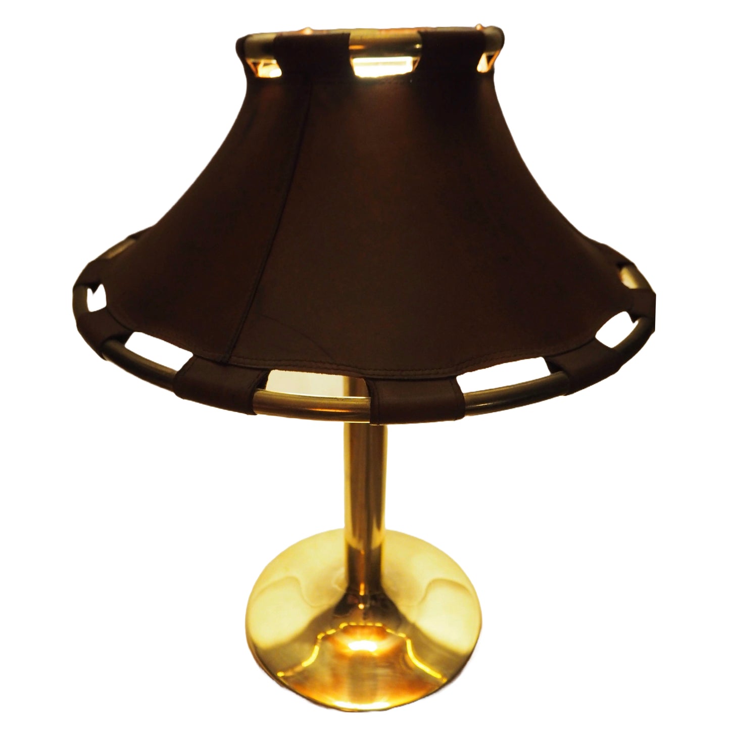 Anna Ehrner Brass and Leather 1970s Desk Lamp