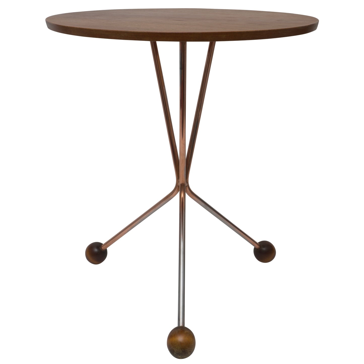 Swedish Atomic Teak and Copper Side Table