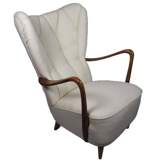 Danish Modern Bouclé Wingback Chair