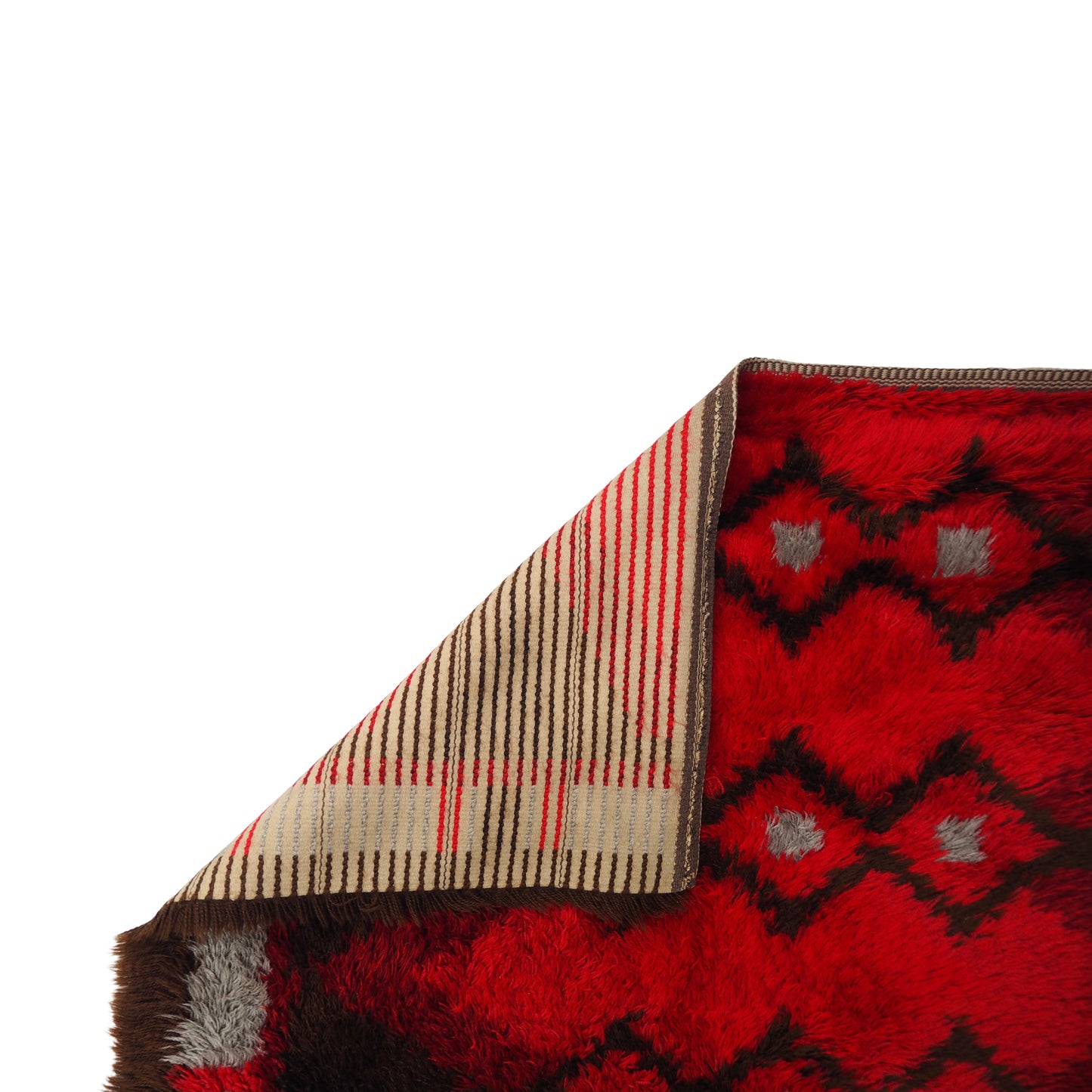 "Red Sea" Swedish Modern Hand Knotted Rya Pile Rug