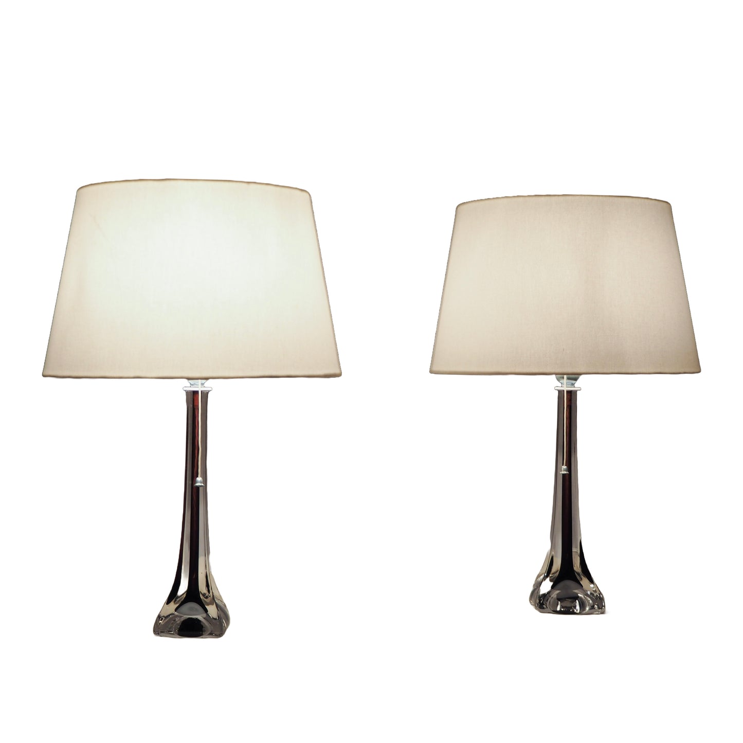 Moulded Glass Table Lamps by Paul Kedelv for Flygsfors, 1950s