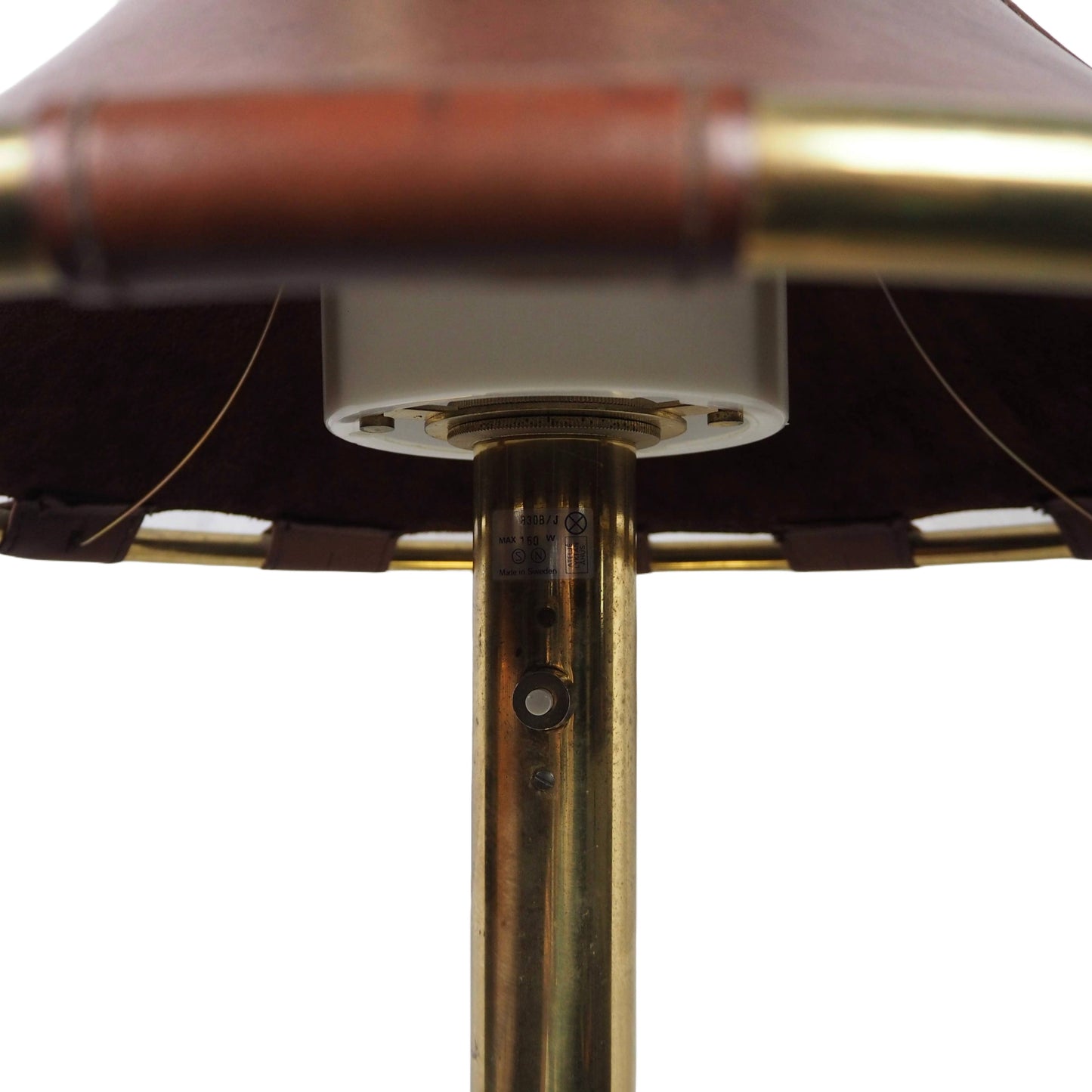 Anna Ehrner Brass and Leather 1970s Desk Lamp