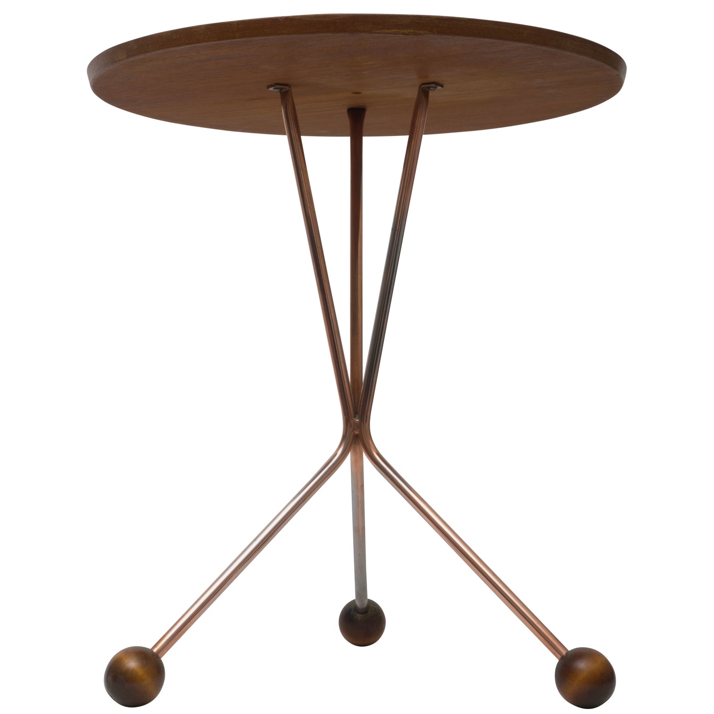 Swedish Atomic Teak and Copper Side Table