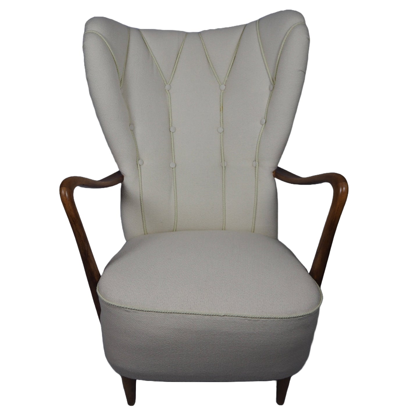 Fauteuil rembourré vintage à oreilles