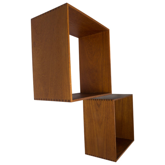 Pair of MCM Teak Wall Cube Shelves