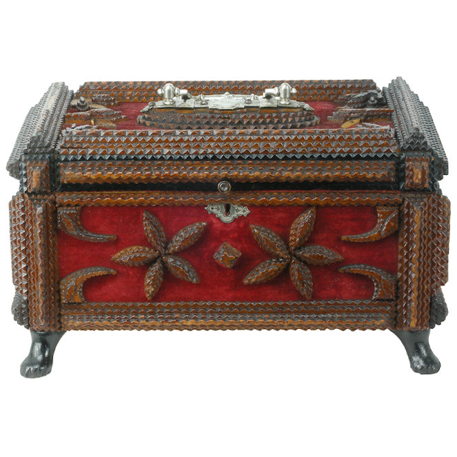 Antique Tramp Art Lace Box