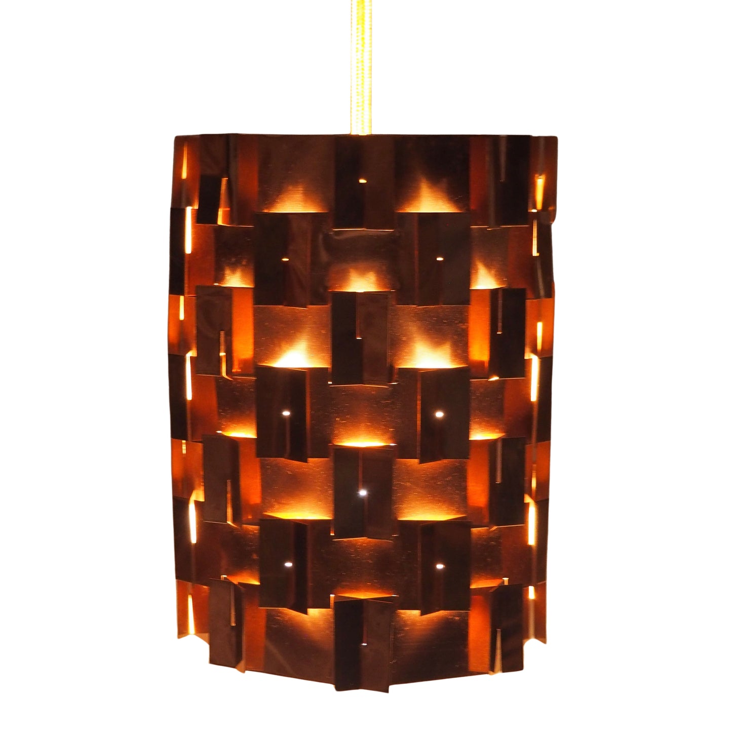 1960s MCM Pleated Copper Pendant Lamp