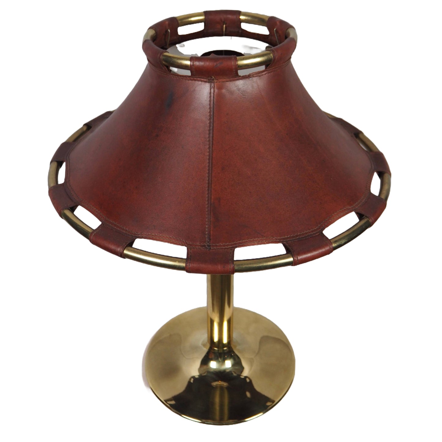 Anna Ehrner Brass and Leather 1970s Desk Lamp