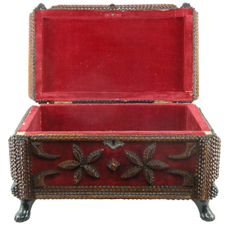 Antique Tramp Art Lace Box