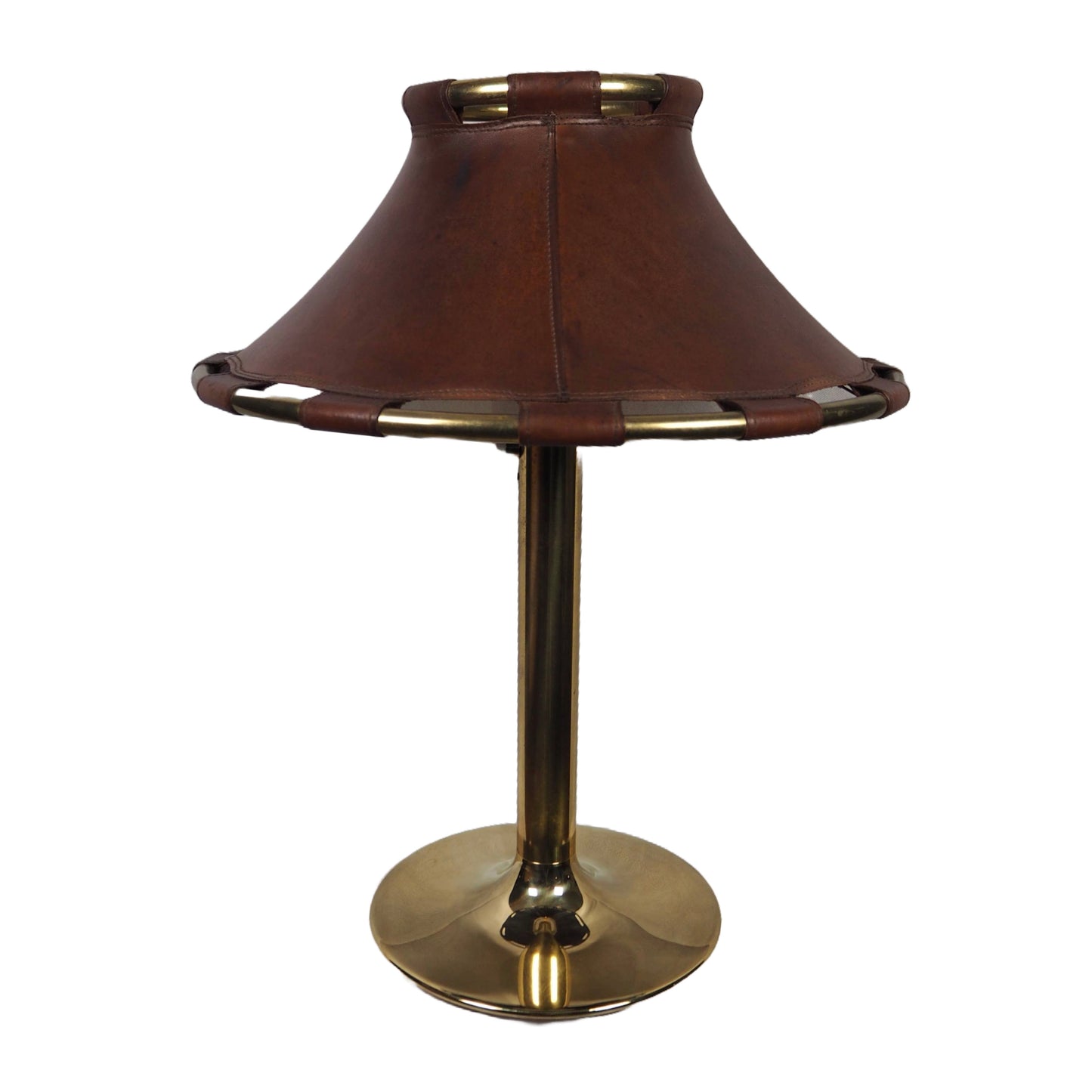 Anna Ehrner Brass and Leather 1970s Desk Lamp