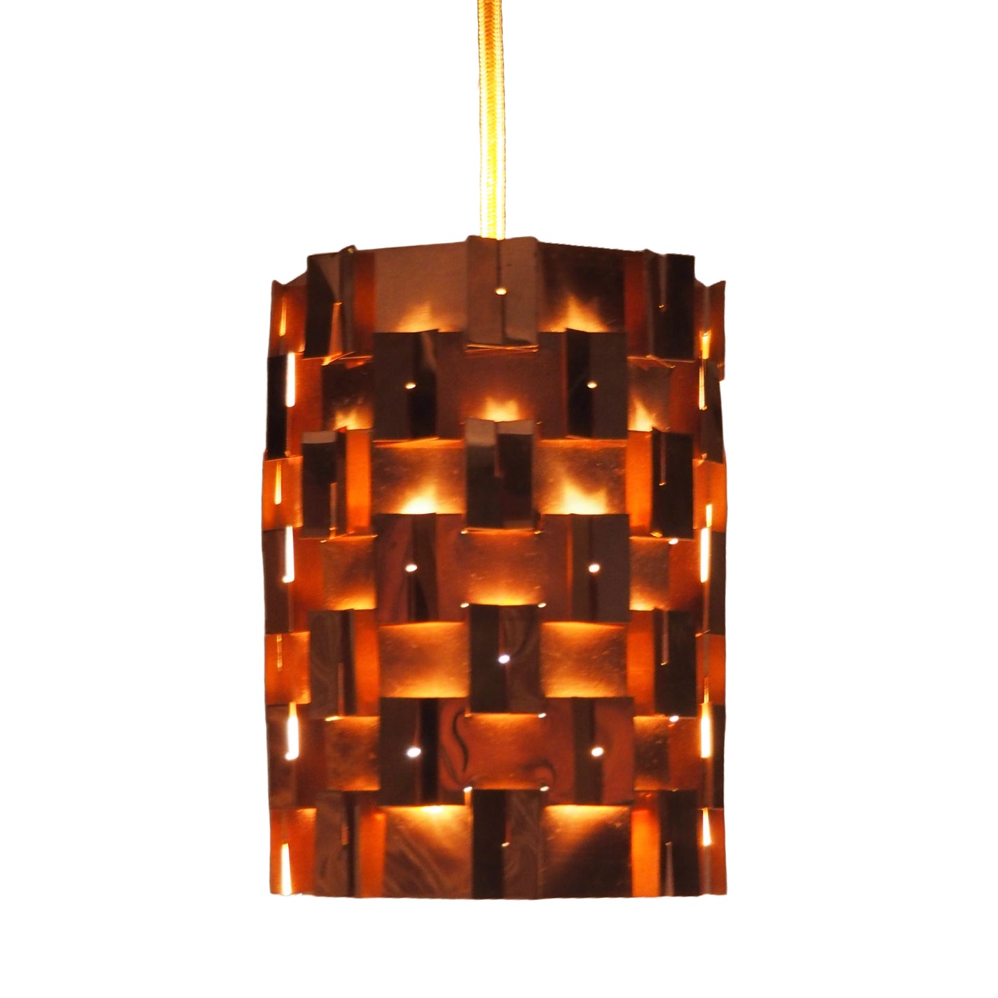 1960s MCM Pleated Copper Pendant Lamp