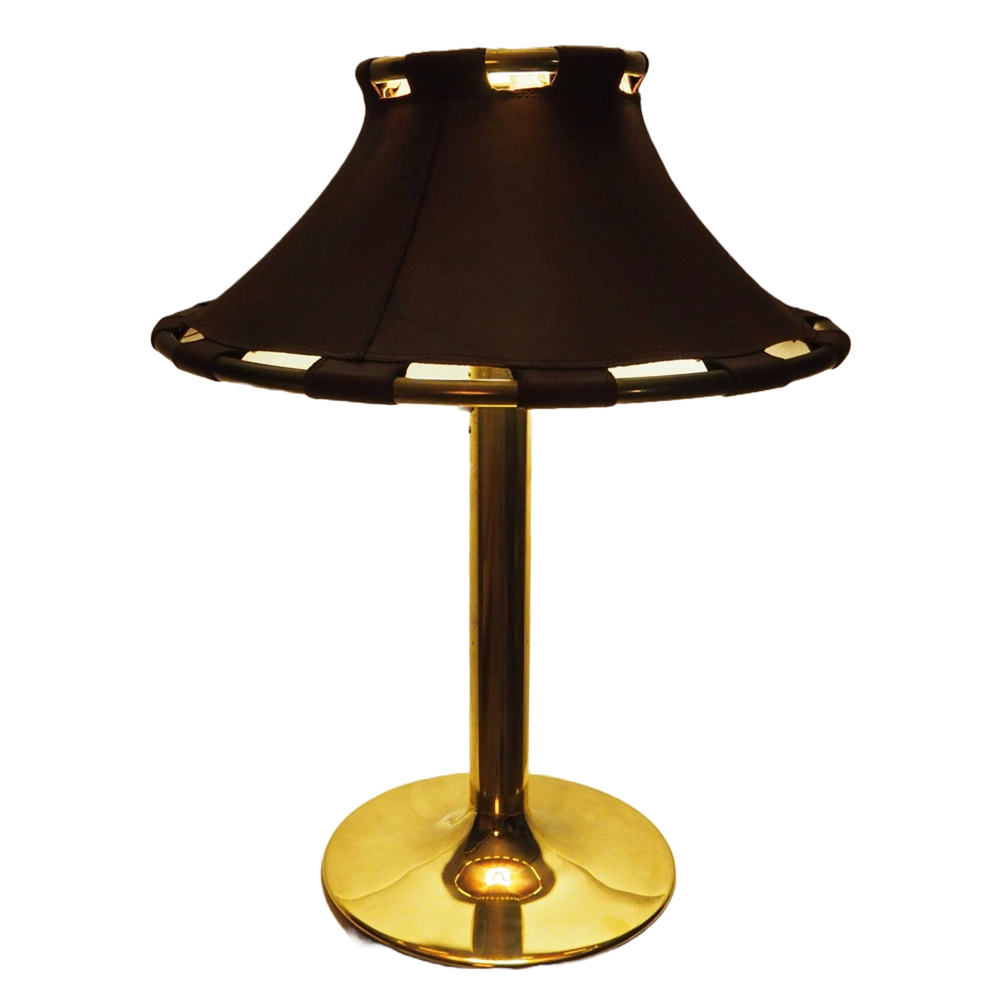 Anna Ehrner Brass and Leather 1970s Desk Lamp