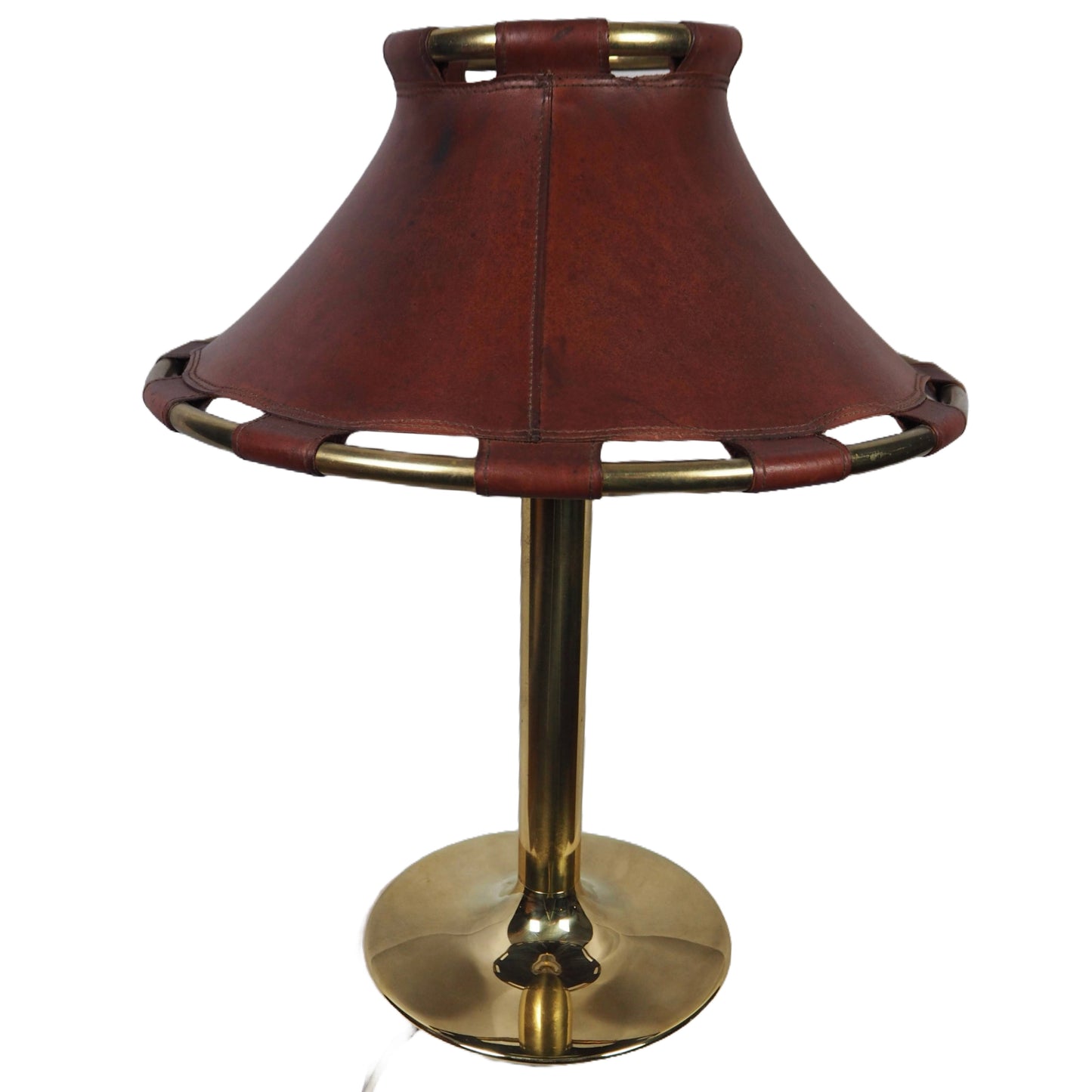 Anna Ehrner Brass and Leather 1970s Desk Lamp