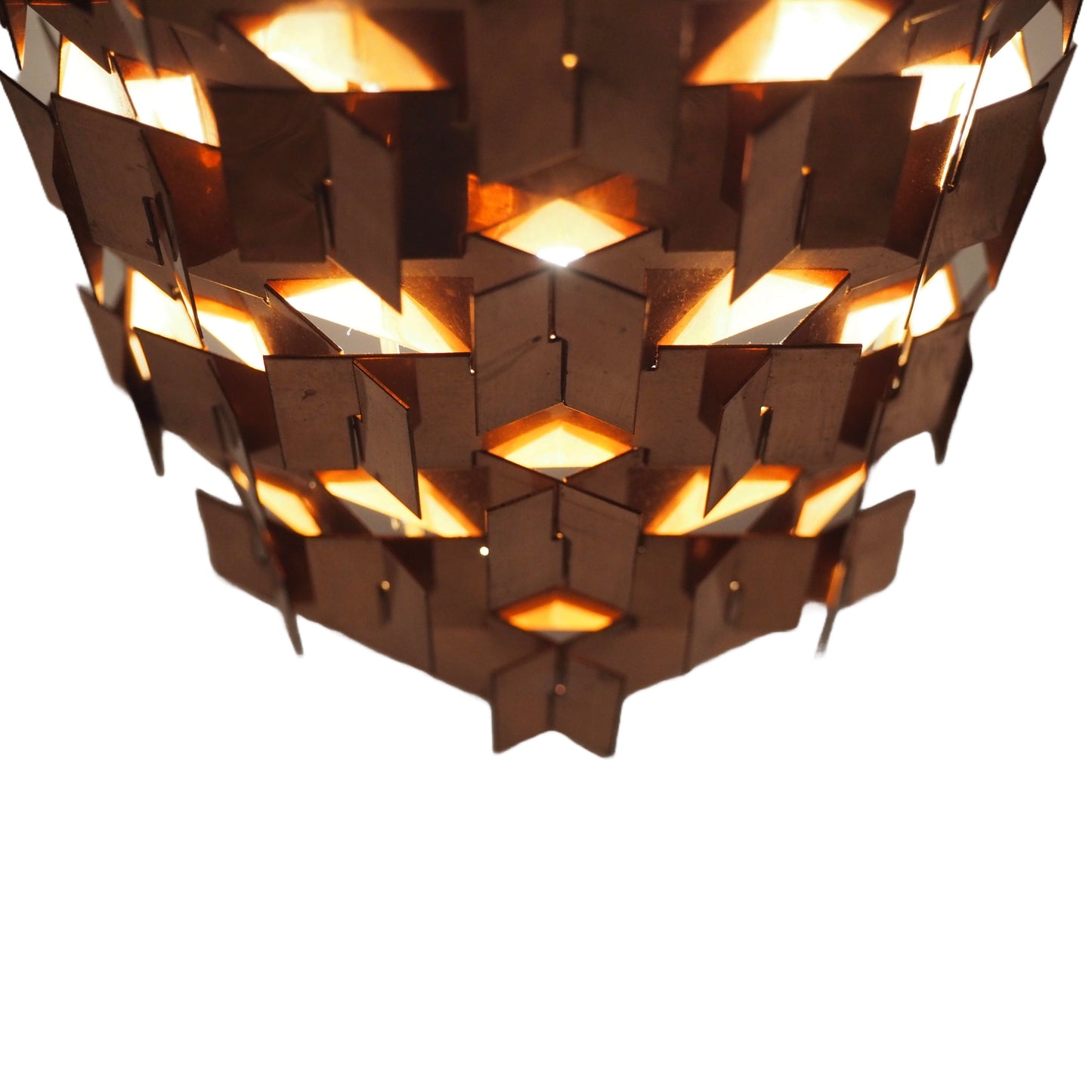 1960s MCM Pleated Copper Pendant Lamp