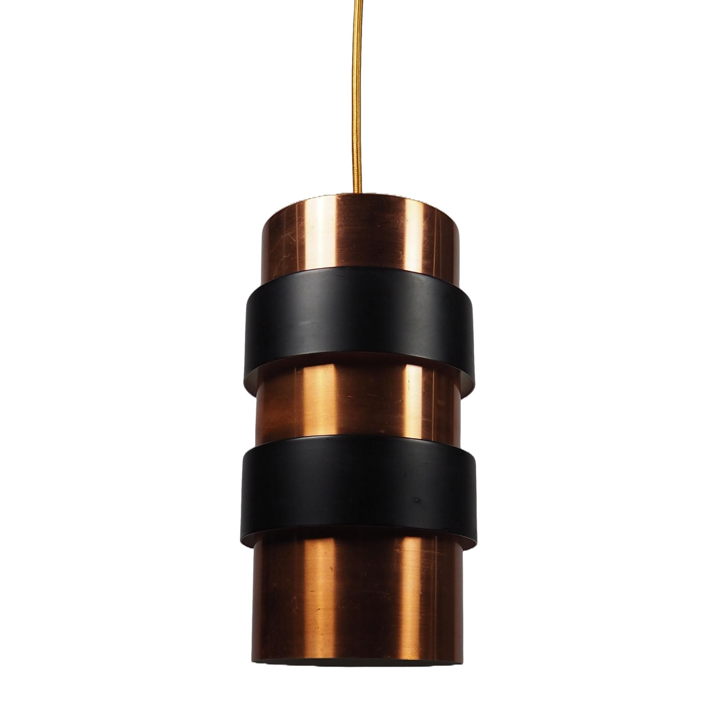 1960s MCM Copper & Black Steel Pendant Lamp