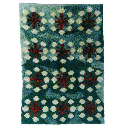 Swedish Modern Hand Knotted Stylised Meadow Rya Pile Rug